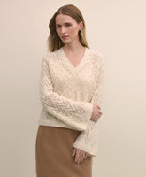 Alpaca-Wool Blend Pointelle Bell-Sleeve Sweater | Brooks Brothers online shop