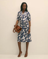 Belted Modal Shirt Dress in Abstract Floral Print | Brooks Brothers online shop