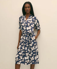 Belted Modal Shirt Dress in Abstract Floral Print | Brooks Brothers online shop