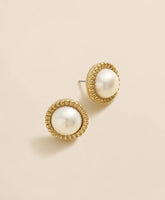 Bezel Frame Faux-Pearl Stud Earrings | Brooks Brothers for sale