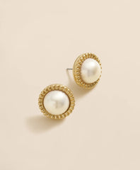 Bezel Frame Faux-Pearl Stud Earrings | Brooks Brothers for sale