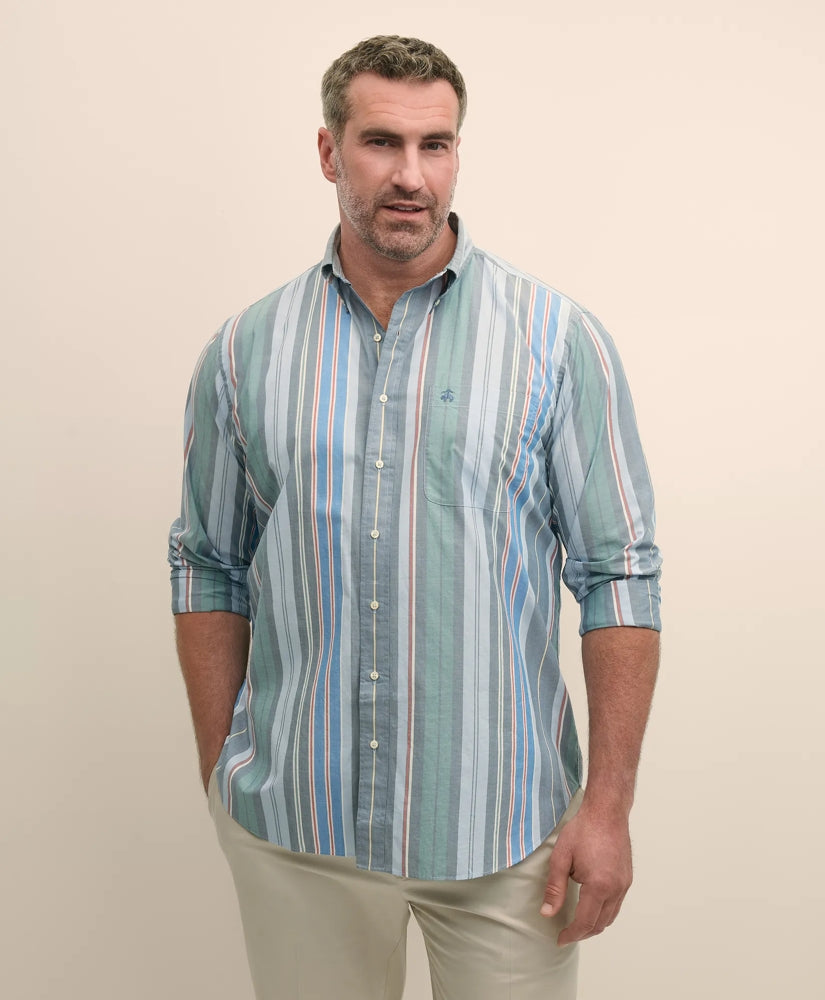 Big & Tall Friday Shirt, Poplin Awning Stripe | Brooks Brothers online
