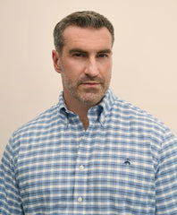 Big & Tall Stretch Cotton Non-Iron Oxford Polo Button Down Collar, Outline Check Shirt | Brooks Brothers on sale