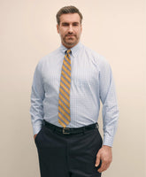 Big & Tall Stretch Cotton Non-Iron Pinpoint Polo Button Down Collar, Tattersall Dress Shirt | Brooks Brothers discount
