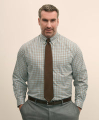 Big & Tall Stretch Supima® Cotton Non-Iron Twill Polo Button Down, Check Sport Shirt | Brooks Brothers on sale