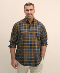 Big & Tall Stretch Supima® Cotton Non-Iron Twill Polo Button Down, Plaid Sport Shirt | Brooks Brothers online shop