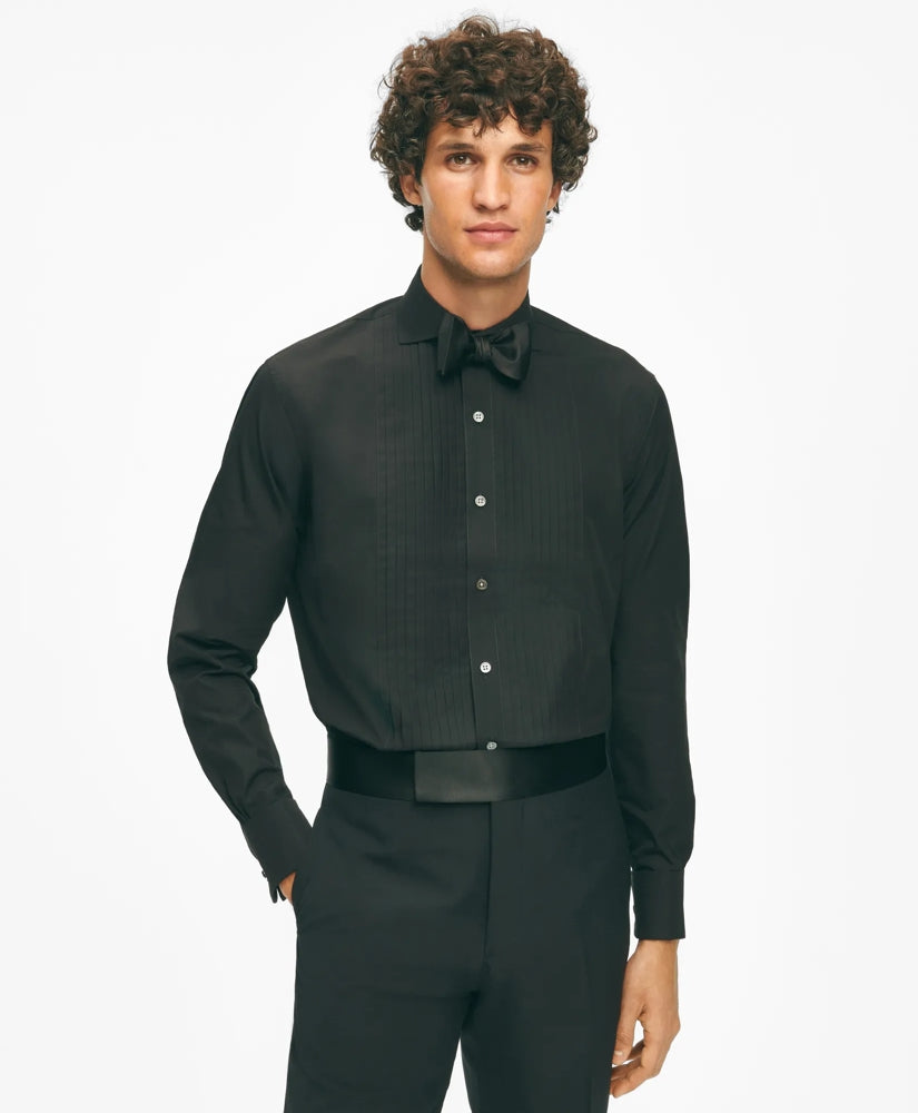Black Fleece Pleated Londoner Collar Tuxedo Shirt in Sea Island Cotton | Brooks Brothers for sale