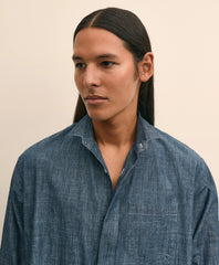 Brooks Brothers X Engineered Garments Cotton Chambray Wing Collar Oversized Dress Shirt | Brooks Brothers on sale