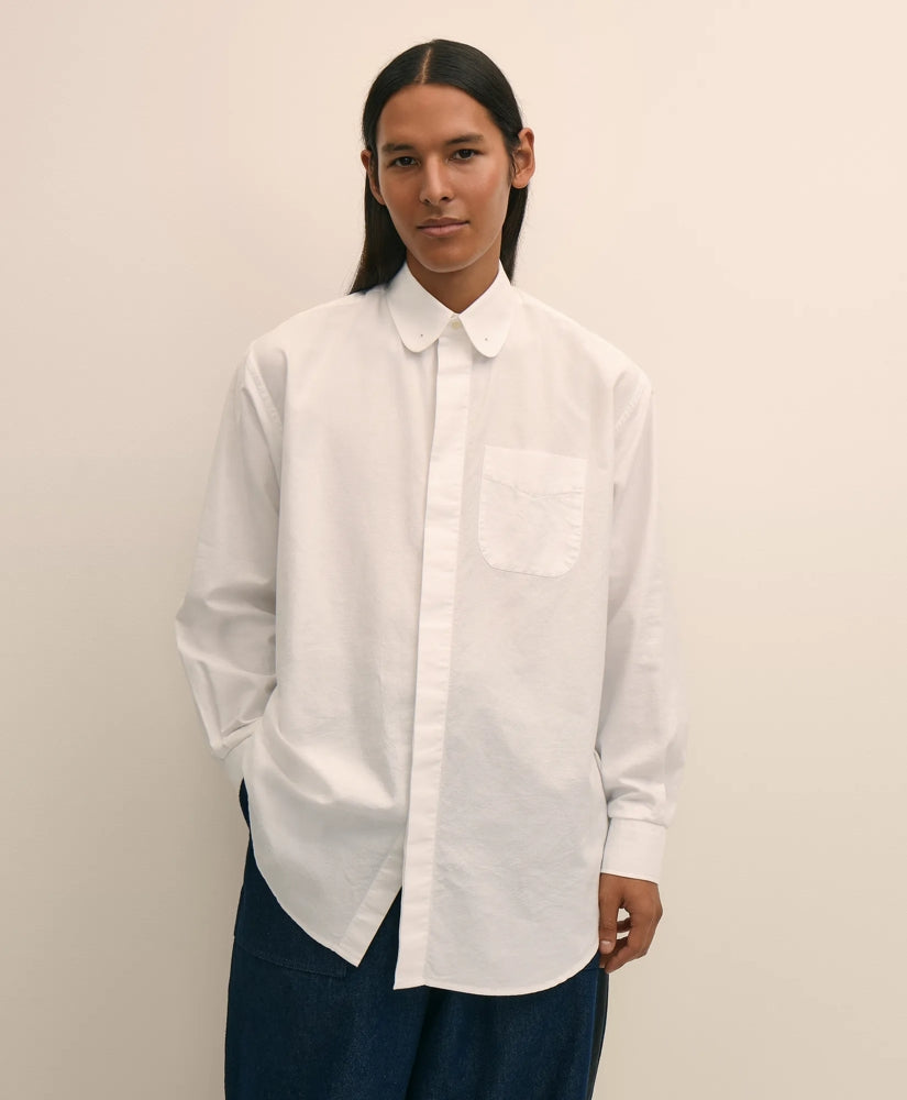 Brooks Brothers X Engineered Garments Cotton Oxford Round Pinhole Collar Oversized Dress Shirt | Brooks Brothers online shop