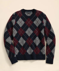 Brushed Wool Argyle Sweater | Brooks Brothers online shop