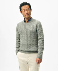 Cable Crewneck Sweater in Shetland Wool | Brooks Brothers on sale