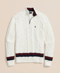 Cable Knit Tennis Quarter-Zip Sweater in Supima® Cotton | Brooks Brothers discount