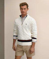 Cable Knit Tennis Quarter-Zip Sweater in Supima® Cotton | Brooks Brothers discount