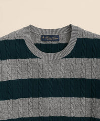 Cashmere Wool Cable-Knit Sweater in Rugby Stripe | Brooks Brothers online