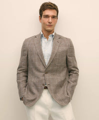 Classic Fit Linen-Silk-Cotton Check 1818 Sport Coat | Brooks Brothers online shop