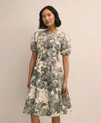 Cotton Blend Puff-Sleeve Floral Print Dress | Brooks Brothers discount