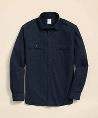 Cotton-Cashmere Flannel Military Sport Shirt | Brooks Brothers on sale
