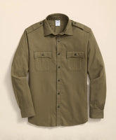 Cotton-Cashmere Flannel Military Sport Shirt | Brooks Brothers on sale