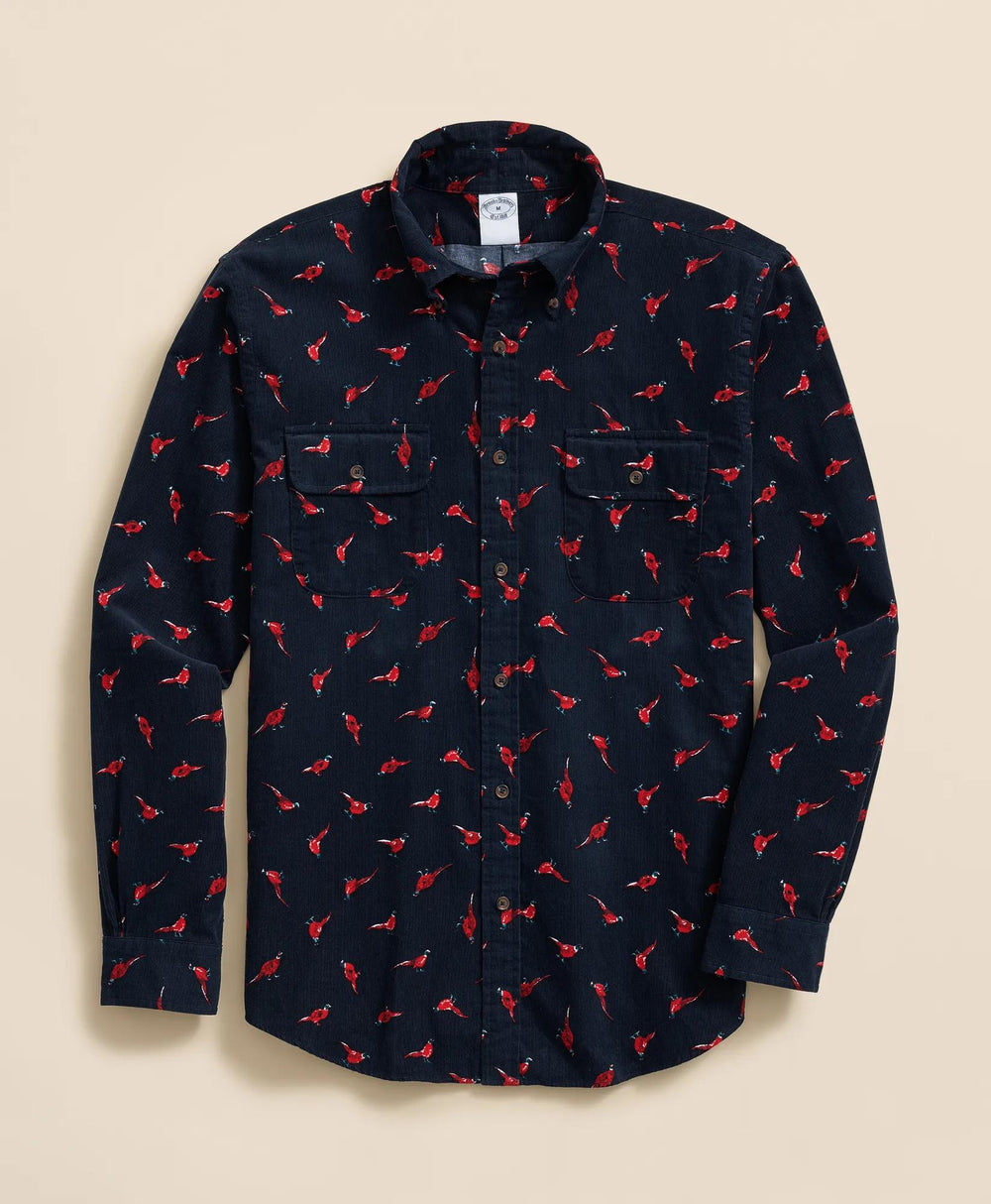 Cotton Corduroy Polo Button-Down Collar Pheasant Sport Shirt | Brooks Brothers sale