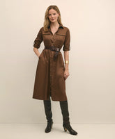 Cotton Sateen Fit-And-Flare Belted Shirt Dress | Brooks Brothers online