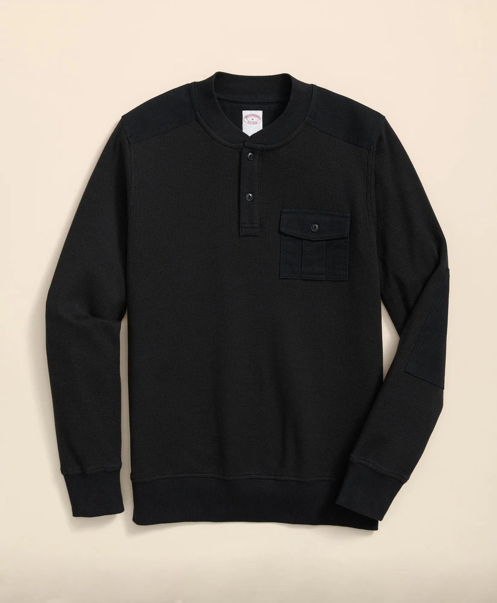 Cotton-Wool Blend Waffle Knit Henley | Brooks Brothers on sale