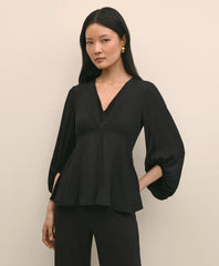 Crepe V-Neck Peplum Blouse | Brooks Brothers sale