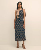 Crinkle Chiffon Plaid Maxi Dress | Brooks Brothers for sale
