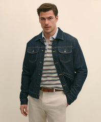 Dark Rinse Denim Trucker Jacket | Brooks Brothers online shop