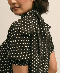 Dot-Print Tie-Neck Blouse | Brooks Brothers online shop