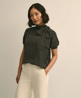 Dot-Print Tie-Neck Blouse | Brooks Brothers online shop