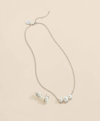 Faux Pearl Cubic-Zirconia Cluster Necklace and Earrings Set | Brooks Brothers online