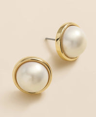 Faux-Pearl Gold-Plated Smooth Bezel Stud Earrings | Brooks Brothers cheap