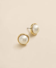 Faux-Pearl Gold-Plated Smooth Bezel Stud Earrings | Brooks Brothers cheap