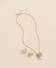 Faux Pearl & Crystal Pave Bow Pendant and Earrings Set | Brooks Brothers online