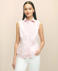 Fitted Non-Iron Stretch Supima® Cotton Sleeveless Dress Shirt | Brooks Brothers online shop