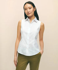 Fitted Non-Iron Stretch Supima® Cotton Sleeveless Dress Shirt | Brooks Brothers online shop