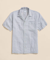 Irish Linen Camp Collar, Striped Short-Sleeve Shirt | Brooks Brothers sale