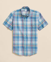 Irish Linen Polo Button Down Collar, Checked Short-Sleeve Shirt | Brooks Brothers discount