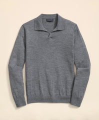 Lightweight Luxe All-Season Sweater, Johnny Collar | Brooks Brothers online