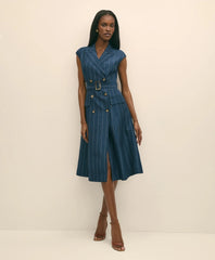 Lyocell-Blend Pinstripe Trench Dress | Brooks Brothers online