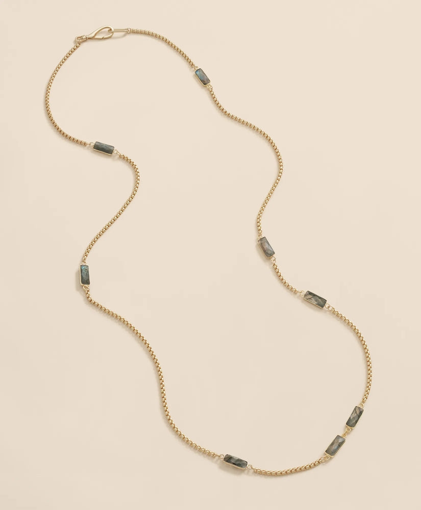 Loni Paul Labradorite Baguette Long Necklace in 14K Plated Gold | Brooks Brothers discount