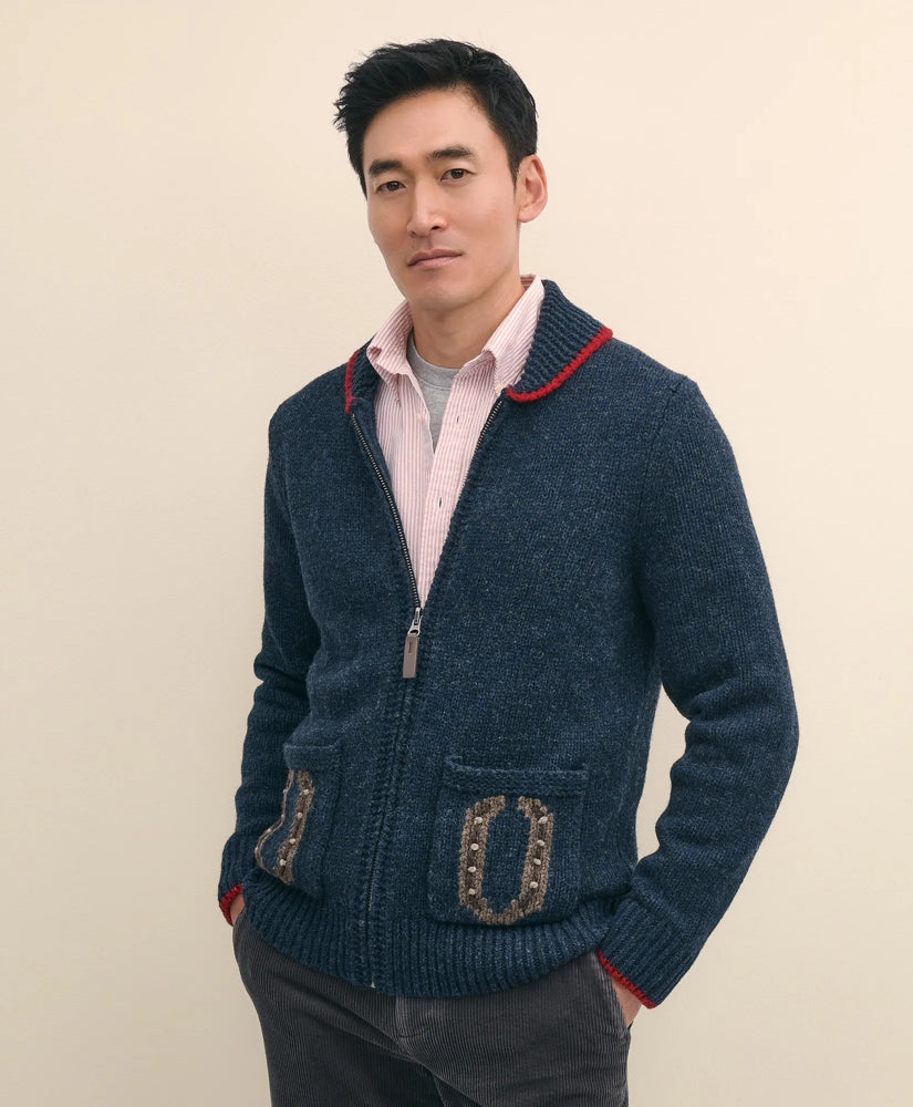 Men's Lunar New Year Wool Full-Zip Sweater | Brooks Brothers sale