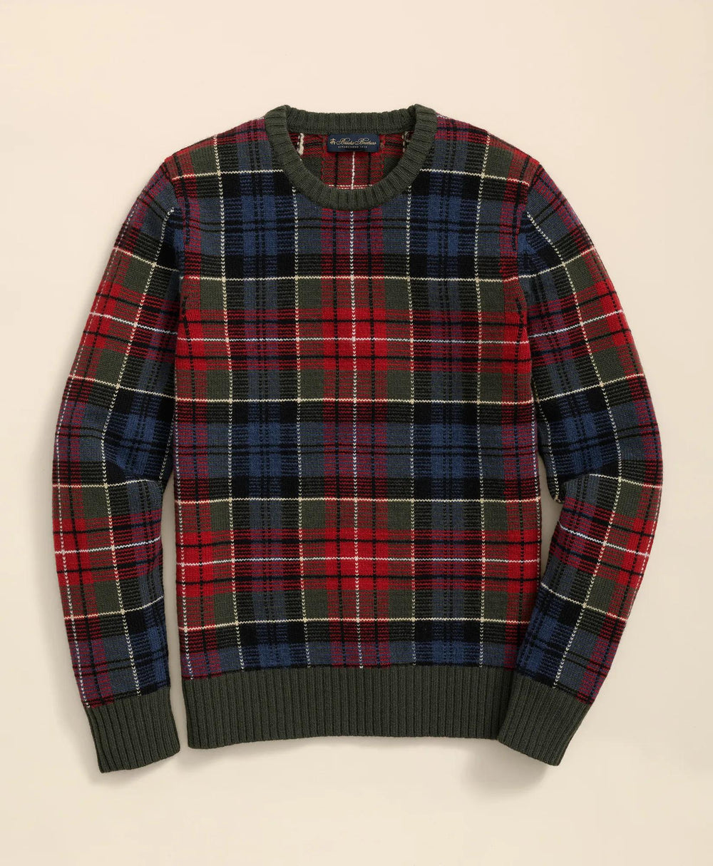 Merino Wool Archive Plaid Intarsia Sweater | Brooks Brothers online shop