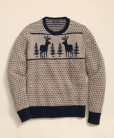 Merino-Wool Blend Jacquard Moose Sweater | Brooks Brothers online