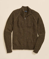 Merino Wool Donegal Zip Cardigan | Brooks Brothers online shop