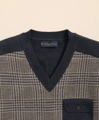 Merino Wool Glen Plaid Contrast Sweater | Brooks Brothers online shop