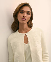 Merino-Wool-Cotton Blend Floral Embellished Cardigan | Brooks Brothers on sale