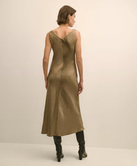 Viscose Bronze-Gold Slip Dress | Brooks Brothers on sale
