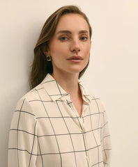 Relaxed Silk Windowpane Blouse | Brooks Brothers sale