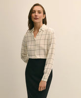 Relaxed Silk Windowpane Blouse | Brooks Brothers sale